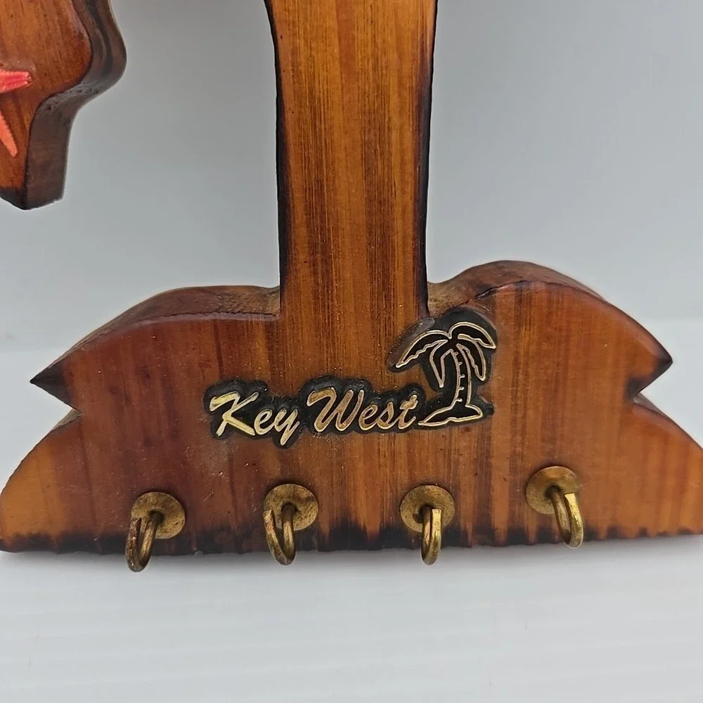 Wood Flamingo‎ Tree Key Holder Key West Travel Souvenir 10